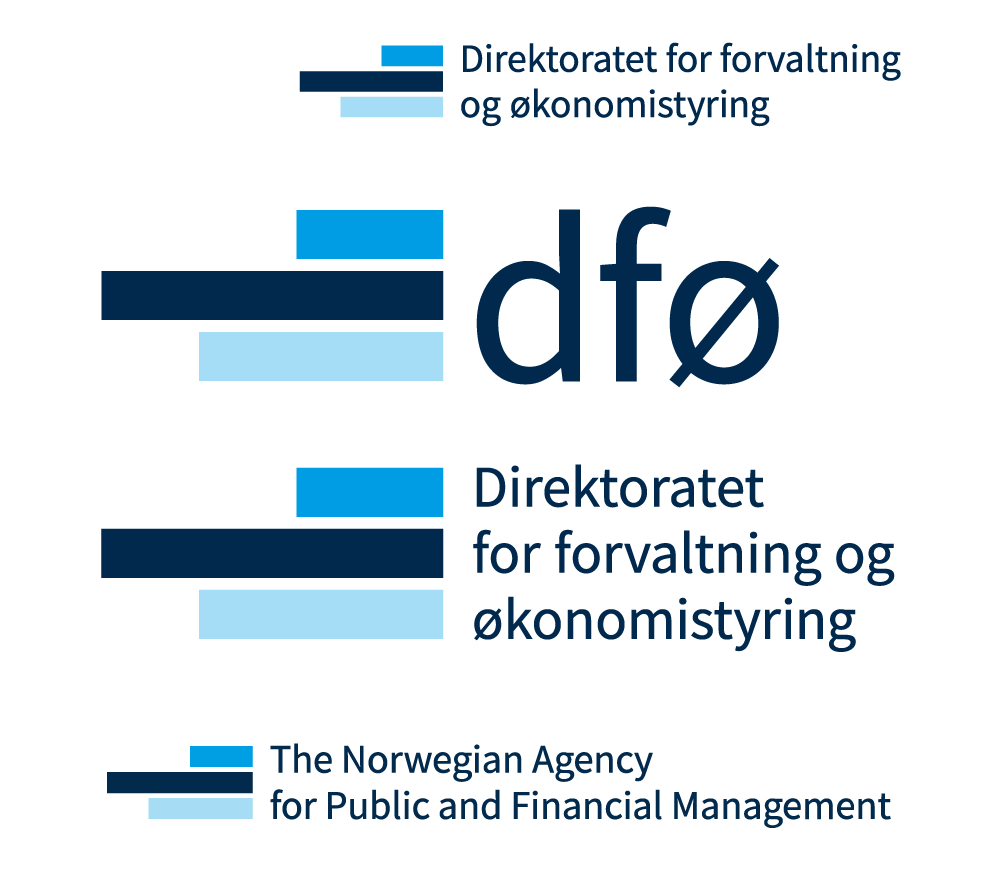 Tre varianter av DFØs logo